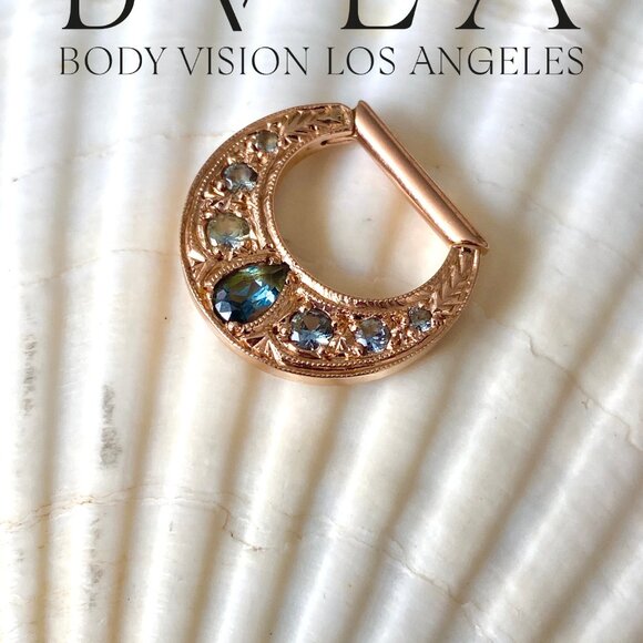 The Boston Tiger BVLA - 14k Solid Rose Hinge Ring for Daith or Septum - Picture 2 of 9